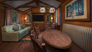 View of the living room in a Fort Wilderness cabin.