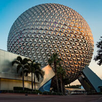 Exterior view of Spaceship Earth at EPCOT