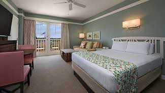 View of a Boardwalk DVC room with two queen beds