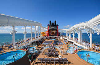View of the top deck aboard the Disney Wish.
