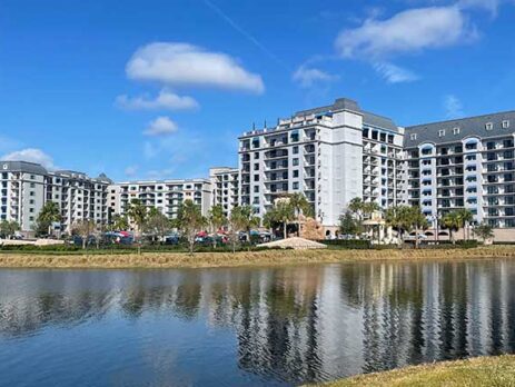 View of Disney's Riviera Resort across the water from a nearby resort