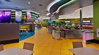 View of the Landscape of Flavors food court at Disney's Art of Animation resort