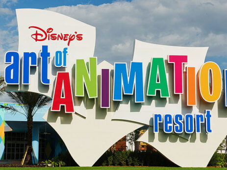 View of the resort sign at Disney's Art of Animation resort